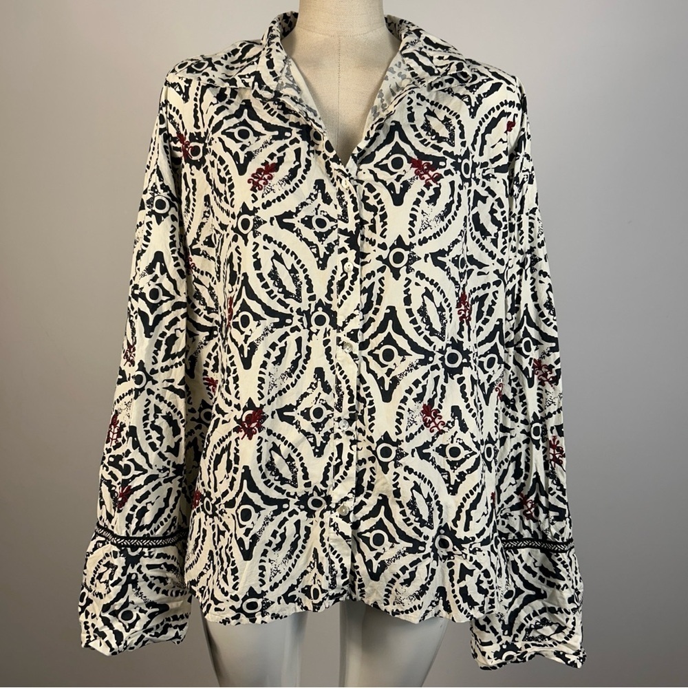 Zara Monochrome Abstract Print Shirt 3X